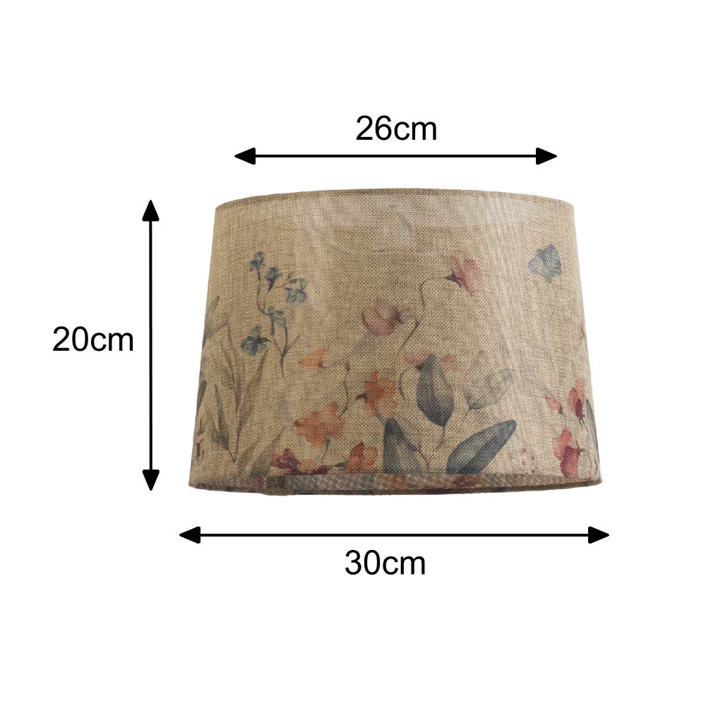 12" Beige Linen Floral Design Vintage Easy Fit Tapered Drum Shade 30cm - Image 5