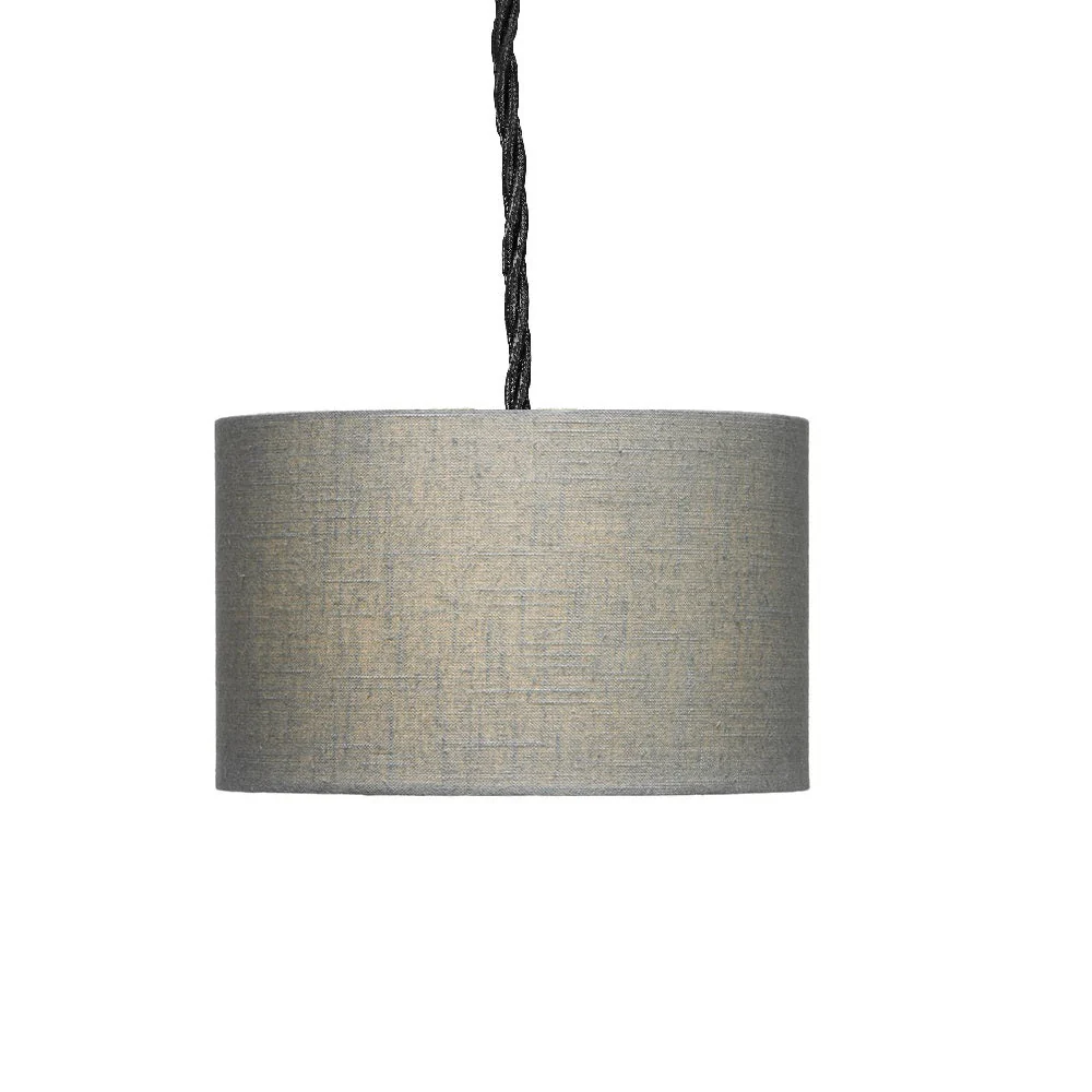 12" Earl Grey Linen Vintage Easy Fit Drum Pendant Shade 30cm - Image 3