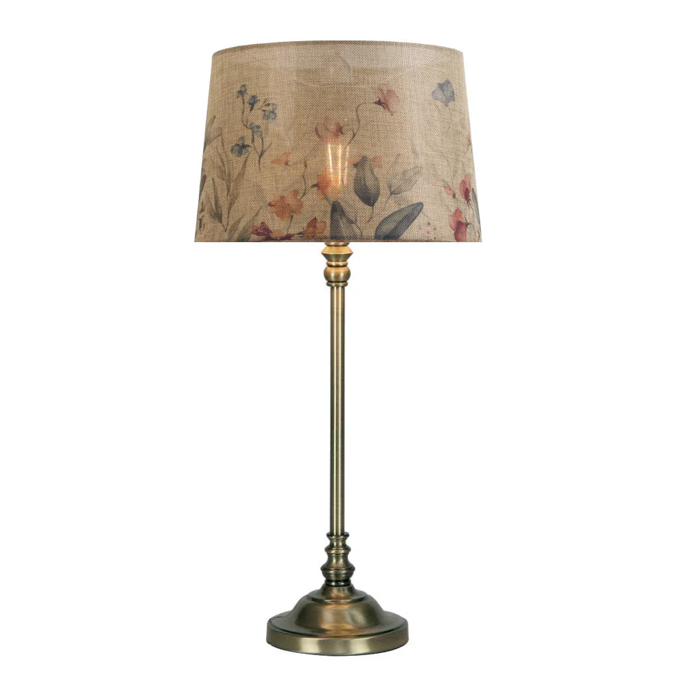 14" Beige Linen Floral Design Vintage Easy Fit Tapered Drum Shade 35cm - Image 3