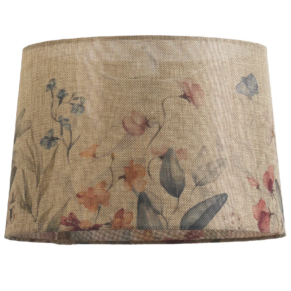 14" Beige Linen Floral Design Vintage Easy Fit Tapered Drum Shade 35cm - Image 4