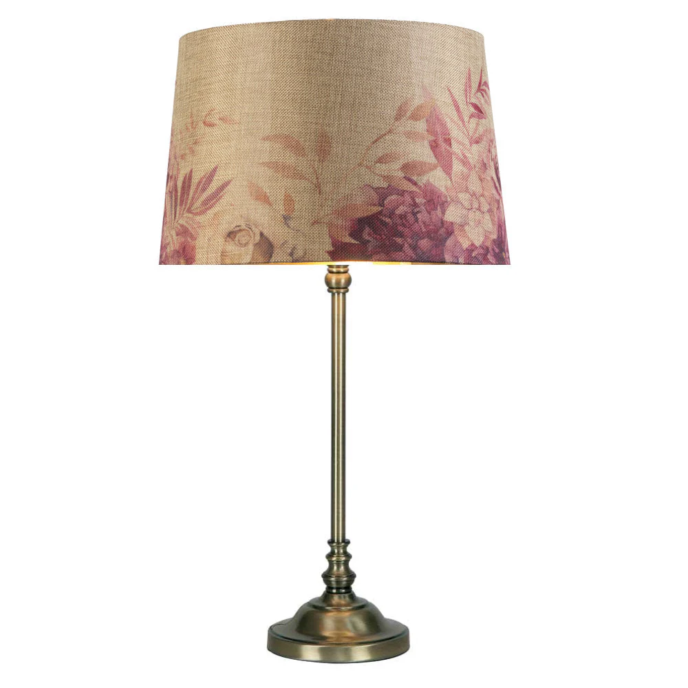 14" Beige Linen Rose Design Gold Inner Vintage Easy Fit Tapered Shade 35cm - Image 3