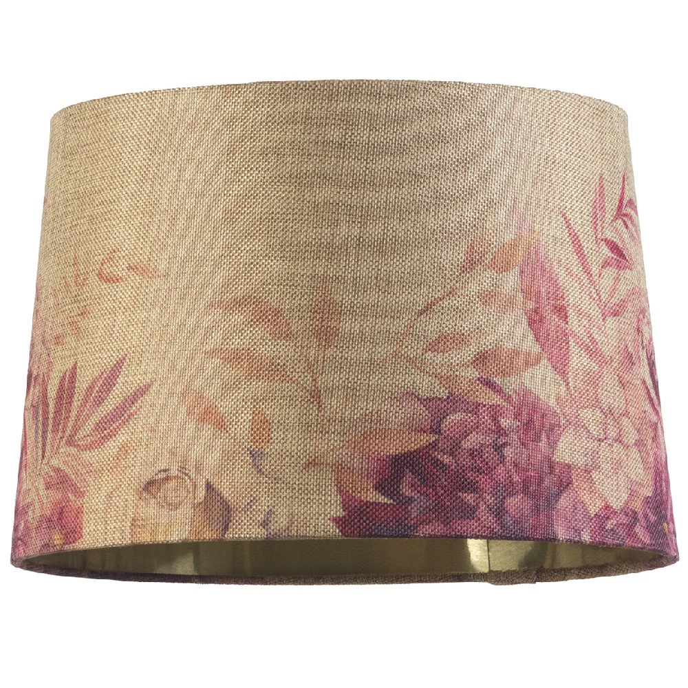 14" Beige Linen Rose Design Gold Inner Vintage Easy Fit Tapered Shade 35cm - Image 4
