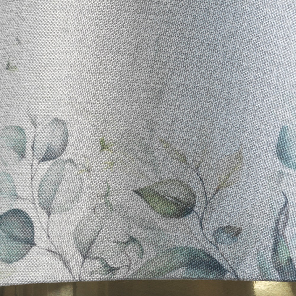 14" Grey Linen Leaves Design Gold Inner Vintage Easy Fit Tapered Drum Shade 35cm - Image 2