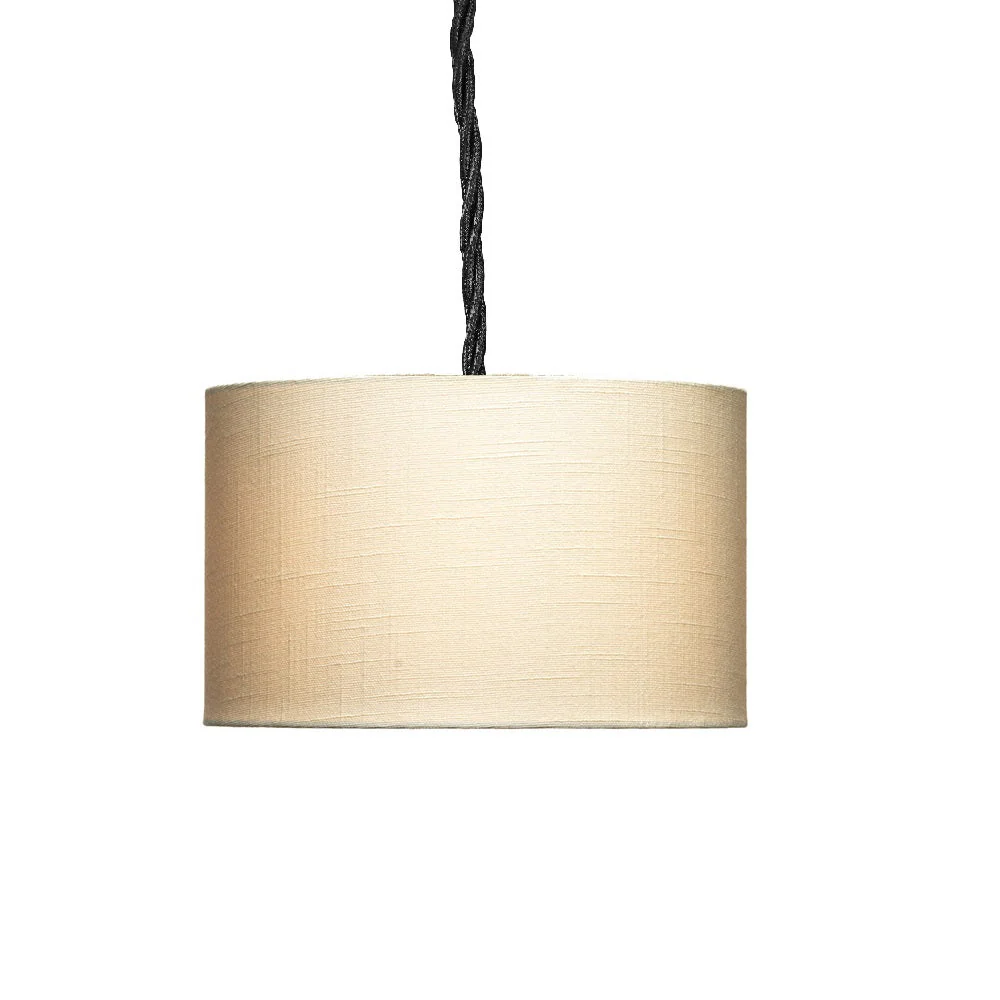 14" Cotton Cream Linen Vintage Easy Fit Drum Pendant Shade 35cm - Image 3