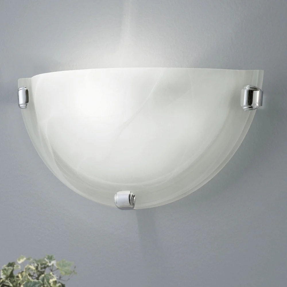 Britalia BR7188-2PK 2 Pack White Alabaster Glass & Polished Chrome Half Moon Wall Lights 30cm - Image 4