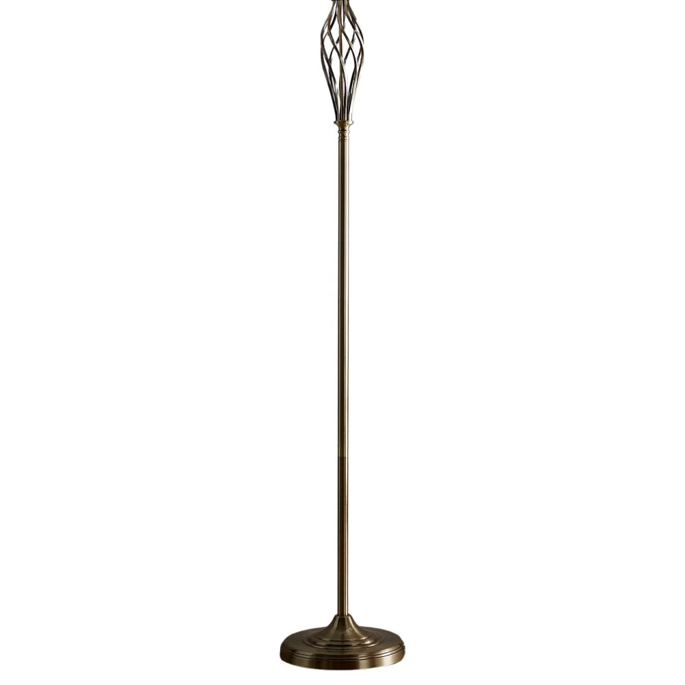 Antique Brass Barley Twist Vintage Floor Lamp with Oatmeal Linen Shade 160cm - Image 2