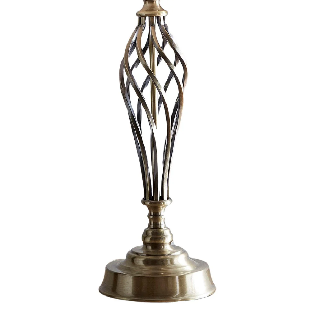 Antique Brass Barley Twist Vintage Table Lamp with Natural Linen Shade 62cm - Image 2