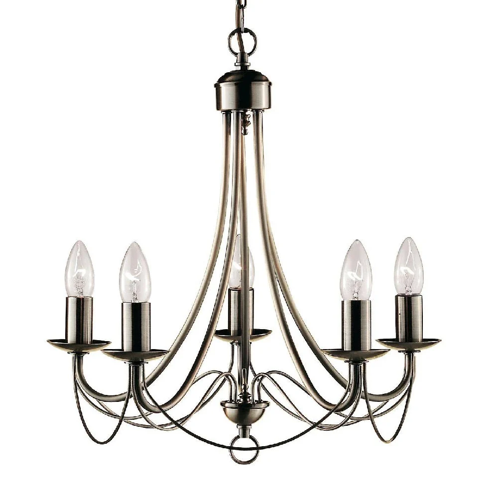 Antique Brass Classic Traditional Vintage 5 Lamp Pendant Light 46cm