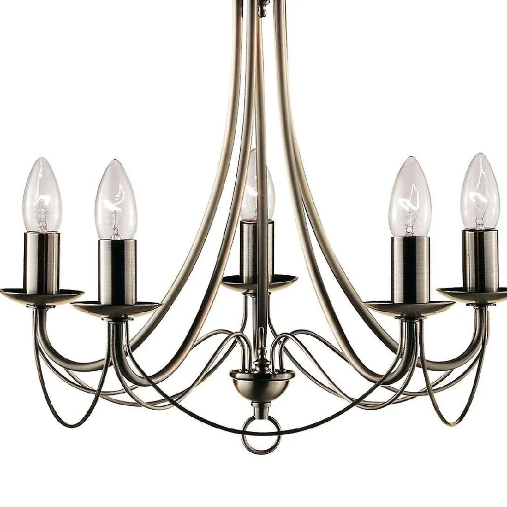 Antique Brass Classic Traditional Vintage 5 Lamp Pendant Light 46cm - Image 2