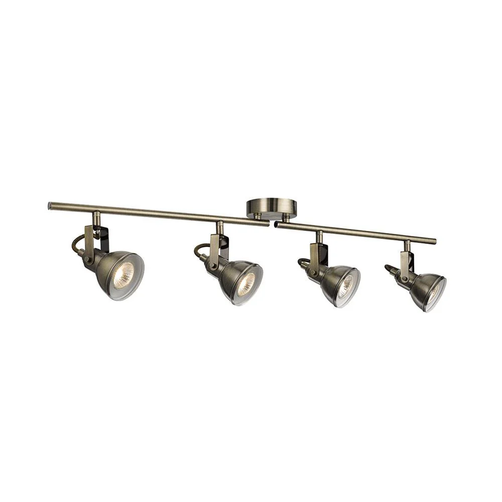Antique Brass Industrial 4 Lamp Adjustable Split Bar Spot Light 805mm