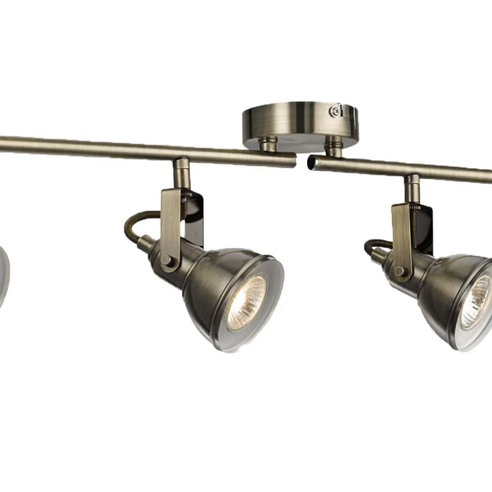 Antique Brass Industrial 4 Lamp Adjustable Split Bar Spot Light 805mm - Image 2