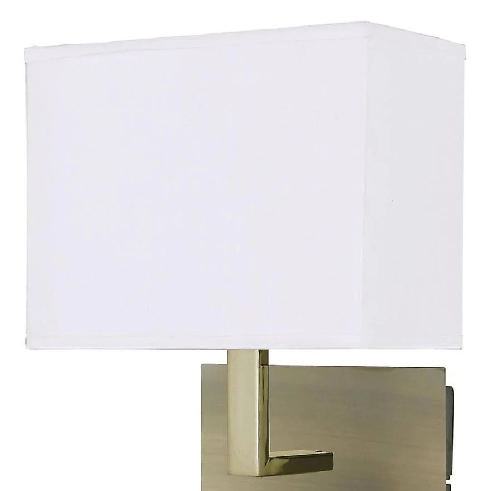 Antique Brass & LED Reading Flexi Arm Modern Wall Light with White Rectangle Shade 26cm - Image 2