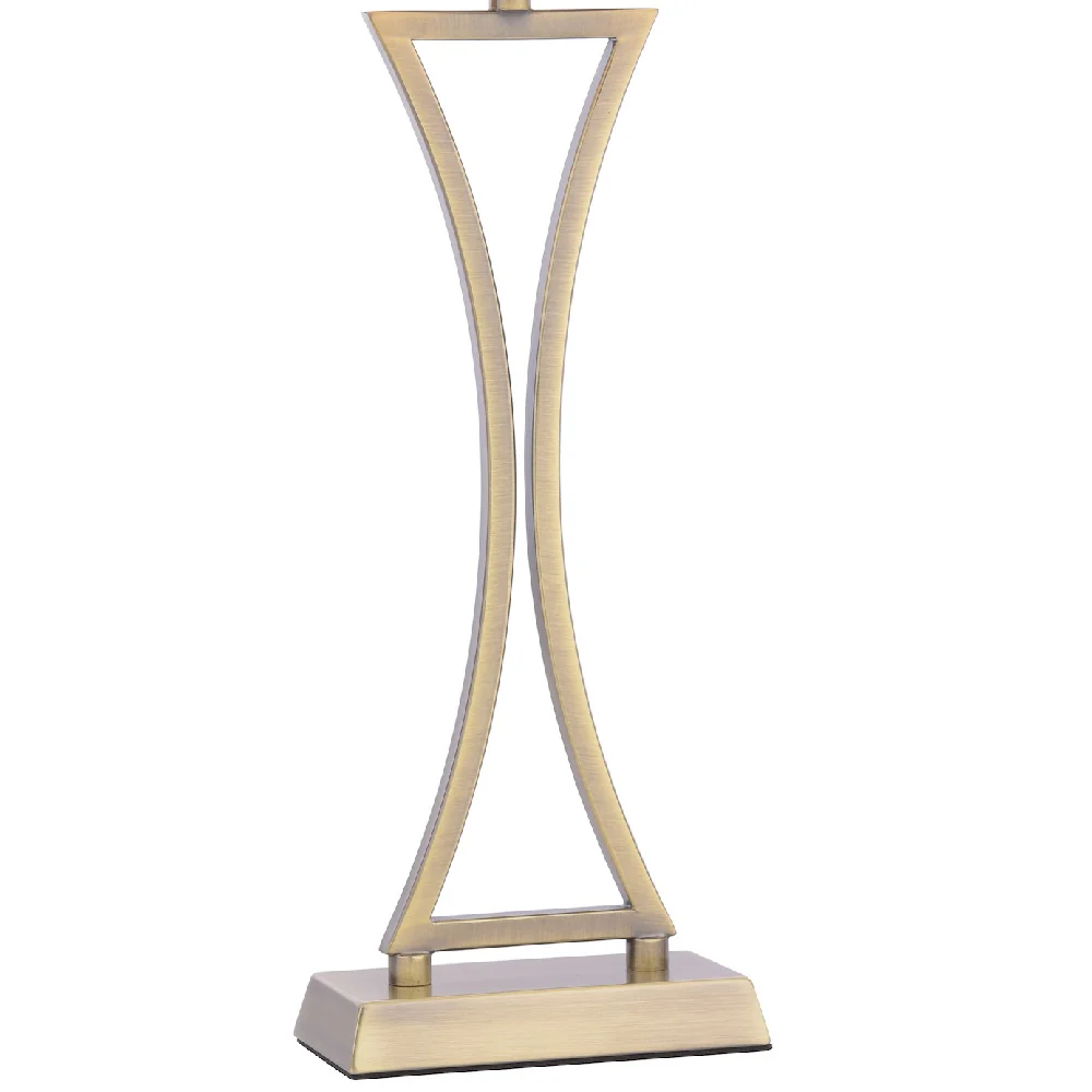 Antique Brass Modern Concave Table Lamp with Brown Oval Shade - Image 2