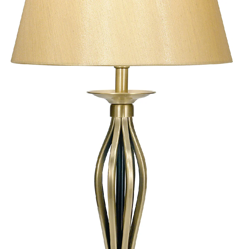 Antique Brass Open Metalwork Table Lamp with Gold Shade 53cm - Image 2