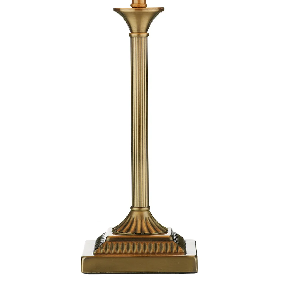 Antique Brass Traditional Candlestick Table Lamp with Gold Faux Silk Pleated Shade 49cm - Image 3