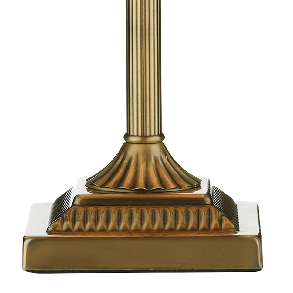 Antique Brass Traditional Candlestick Table Lamp with Gold Faux Silk Pleated Shade 49cm - Image 4