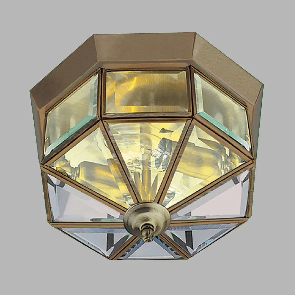 Antique Brass Traditional Octagonal Flush Ceiling Light 230mm - Image 3