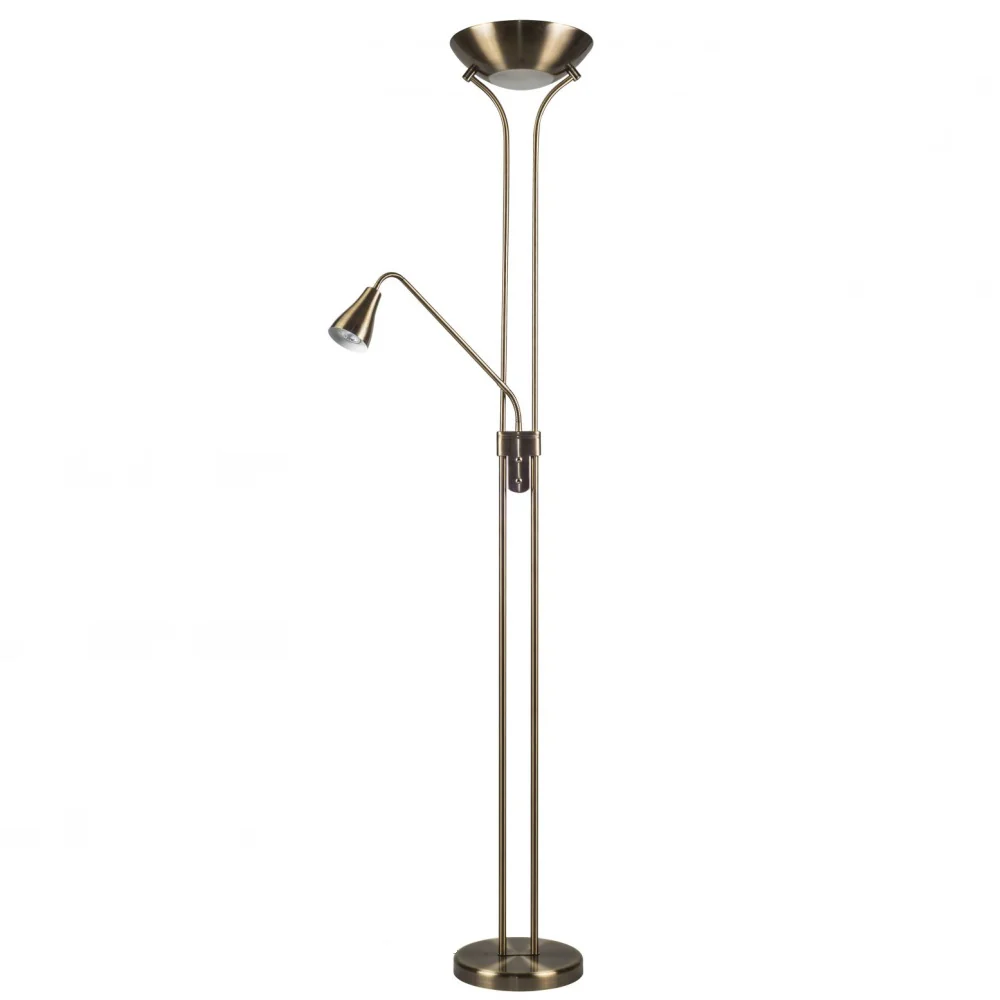 Antique Brass Vintage Mother & Child Floor Lamp Light 182cm