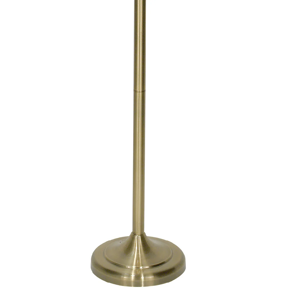 Antique Brass Vintage Open Metalwork Floor Lamp with Gold Faux Silk Tapered Drum Shade 160cm - Image 4