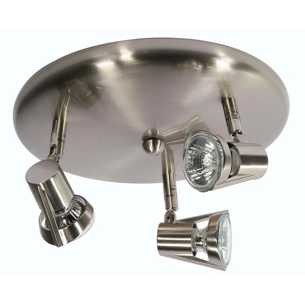 Antique Chrome Vintage Adjustable 3 Lamp Round Plate Spot Light 26cm
