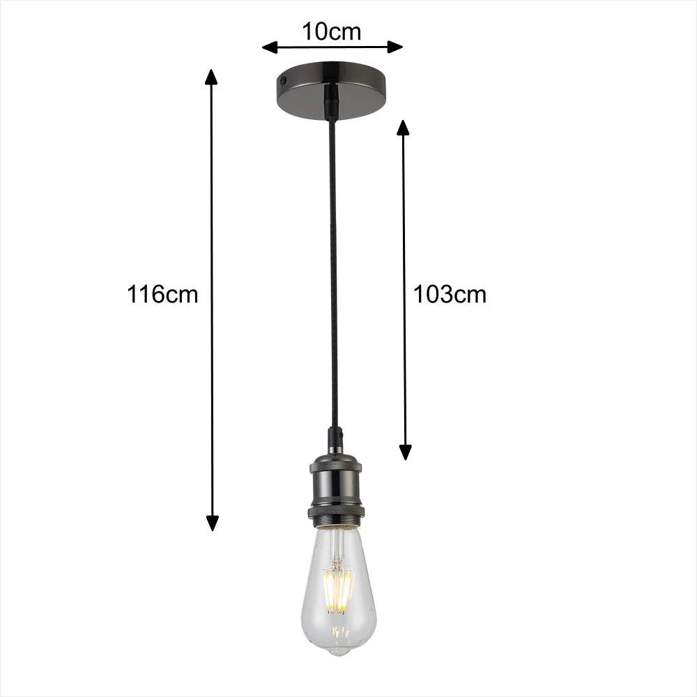 Antique Copper Vintage Fabric Twisted Cable Flex Suspension Ceiling Rose Pendant - Image 4