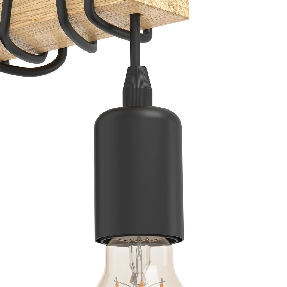 Black and Oak Wood Vintage Single Lamp Wall Light 215mm - Image 3
