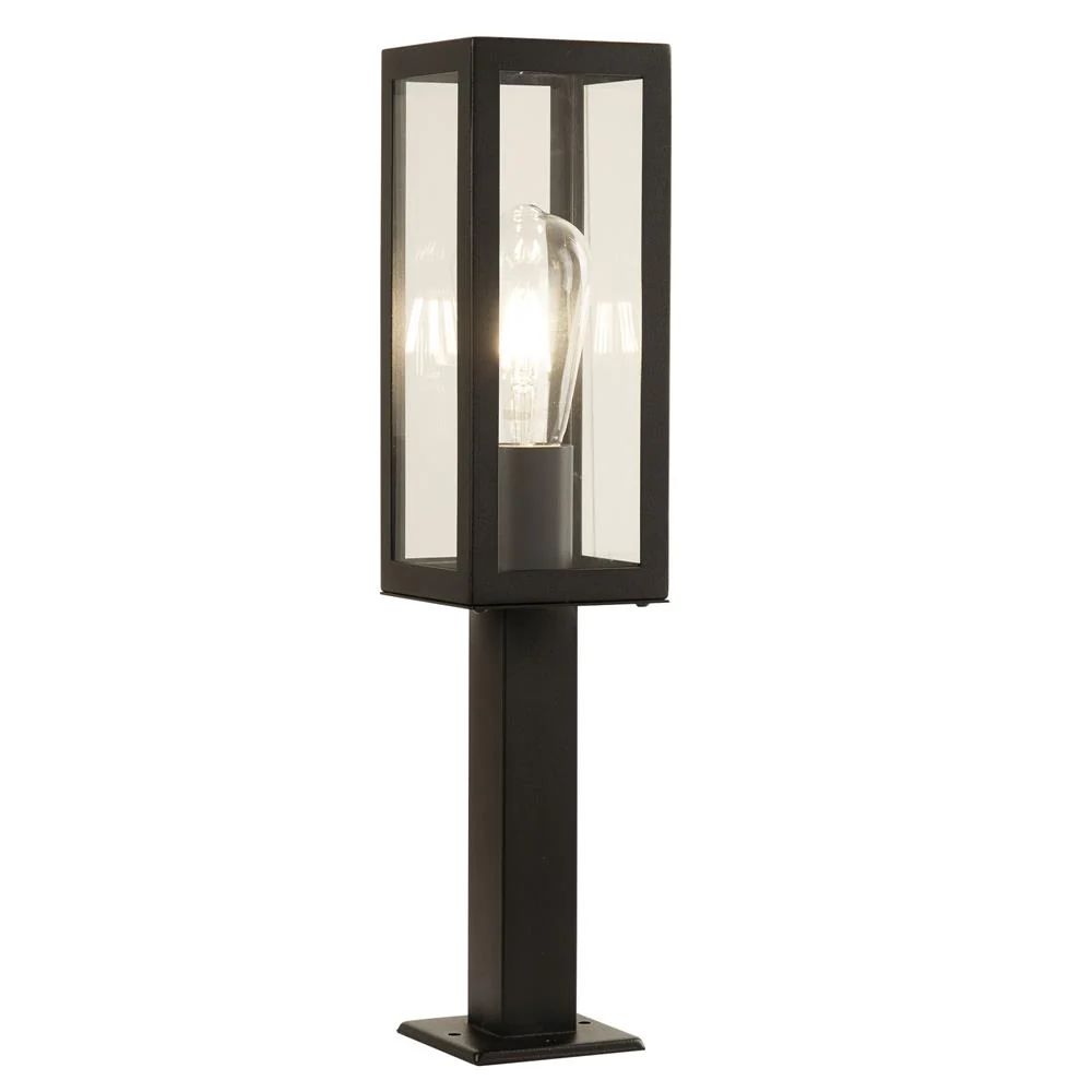 Black Box Outdoor Vintage Rectangle Lantern Pedestal Post Light 455mm