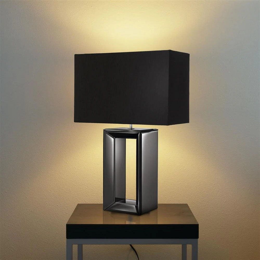 Black Mirror Base Vintage Table Lamp with Rectangular Shade 58cm - Image 3