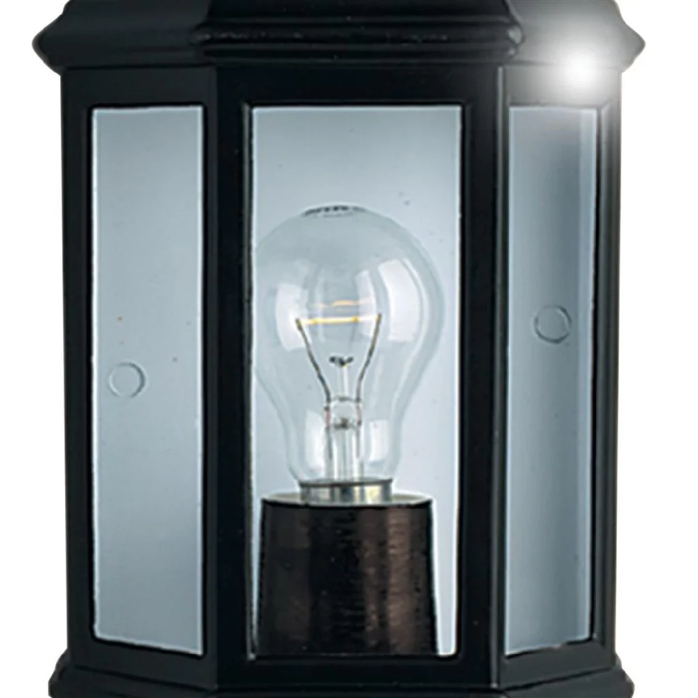 Black Outdoor Single Lamp Traditional Flush Lantern Wall Light IP44 - Image 2