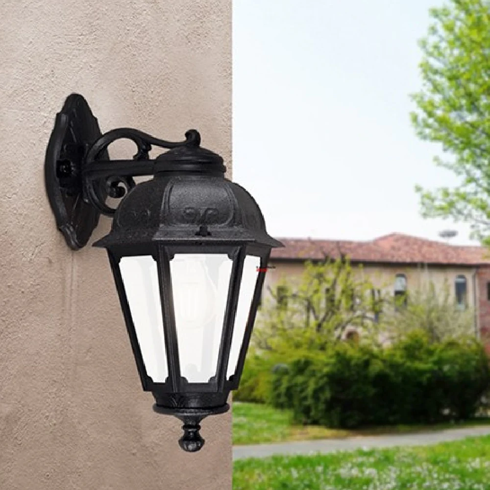 Black Outdoor Traditional Up or Down Dome Head Lantern Wall Light Coastal IP55 - Image 3