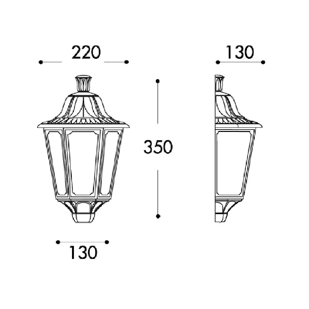 Black Outdoor Vintage Flush Half Lantern Wall Light Coastal IP55 - Image 4