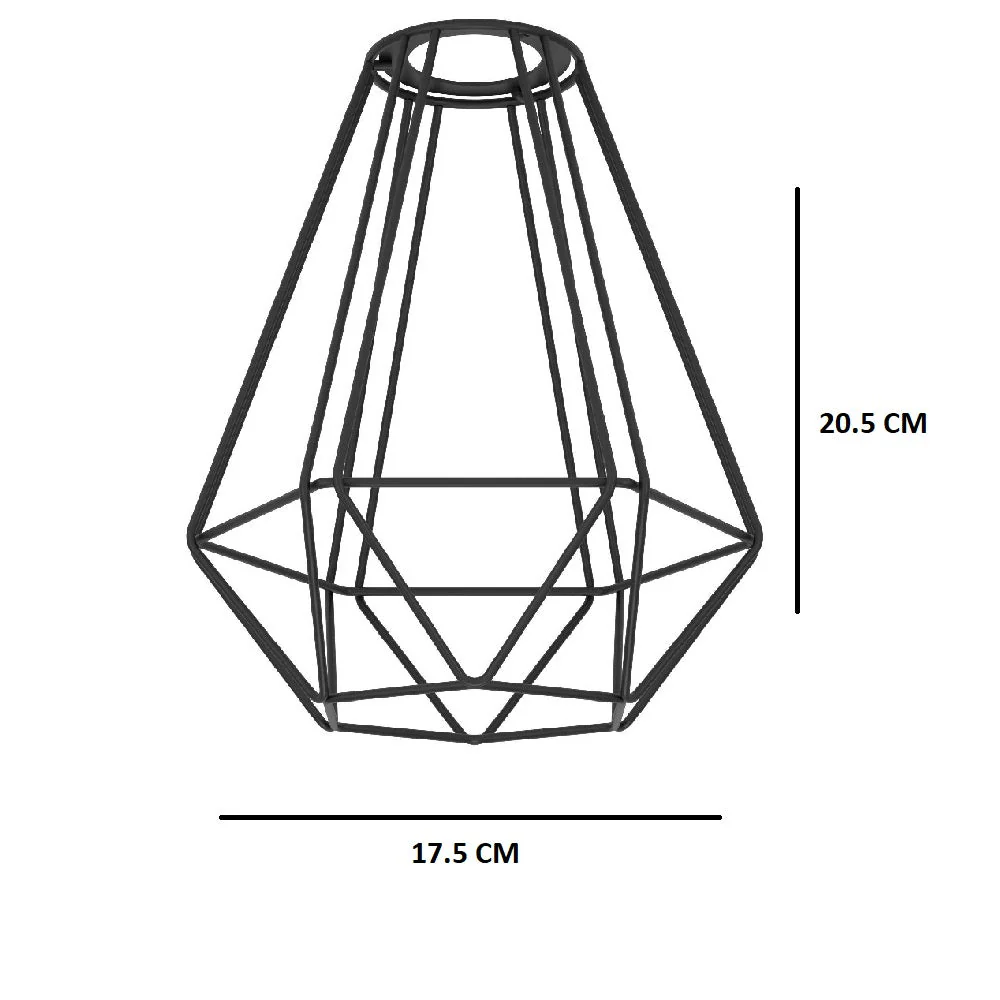 Black Vintage Wire Cage Easy Fit Pendant 205mm - Image 4