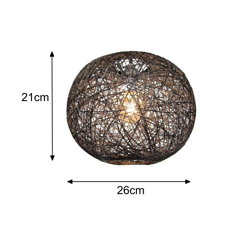 Black Woven String Ball Vintage Retro Easy Fit Round Globe Pendant Shade 25cm - Image 4