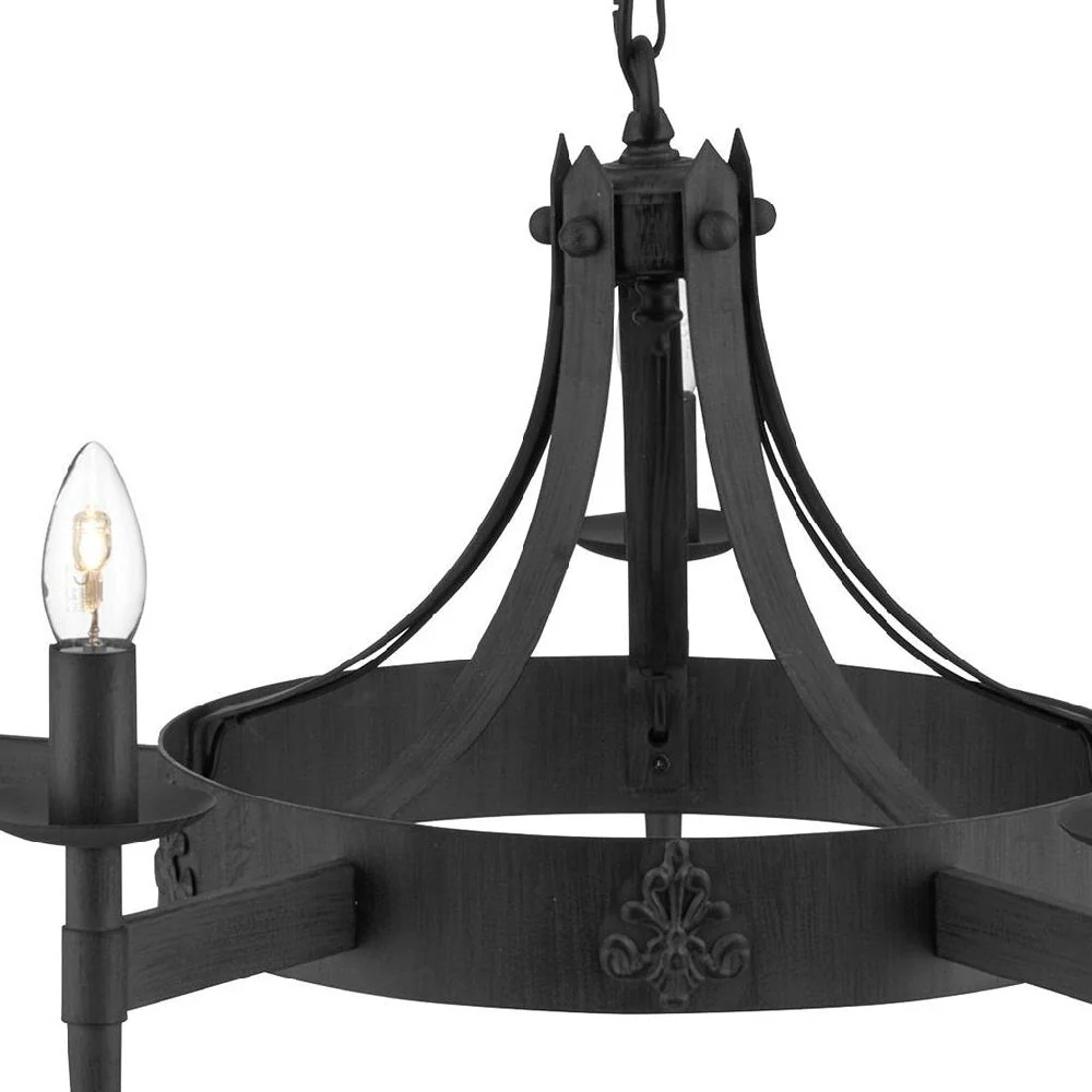 Black Wrought Iron Vintage Gothic 5 Lamp Pendant Light 67cm - Image 3