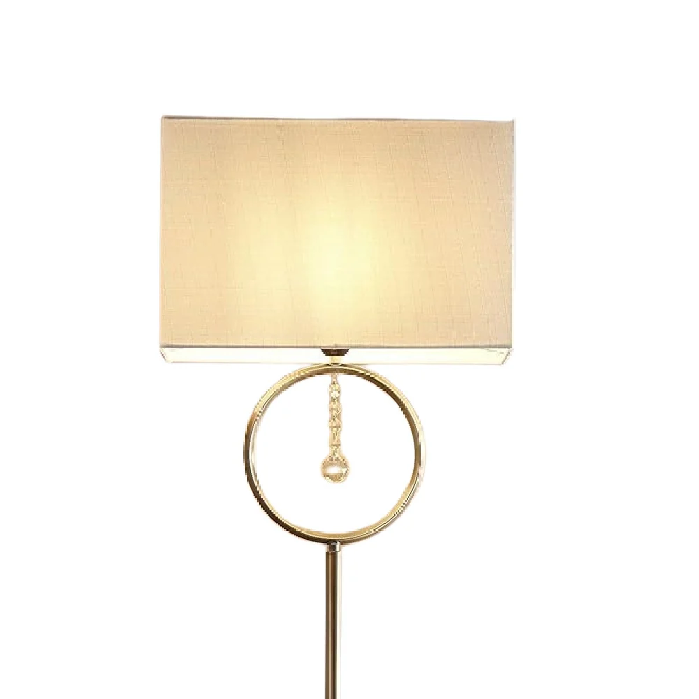 Antique Brass & Crystal Modern Floor Lamp with Cream Rectangular Shade 154cm - Image 2