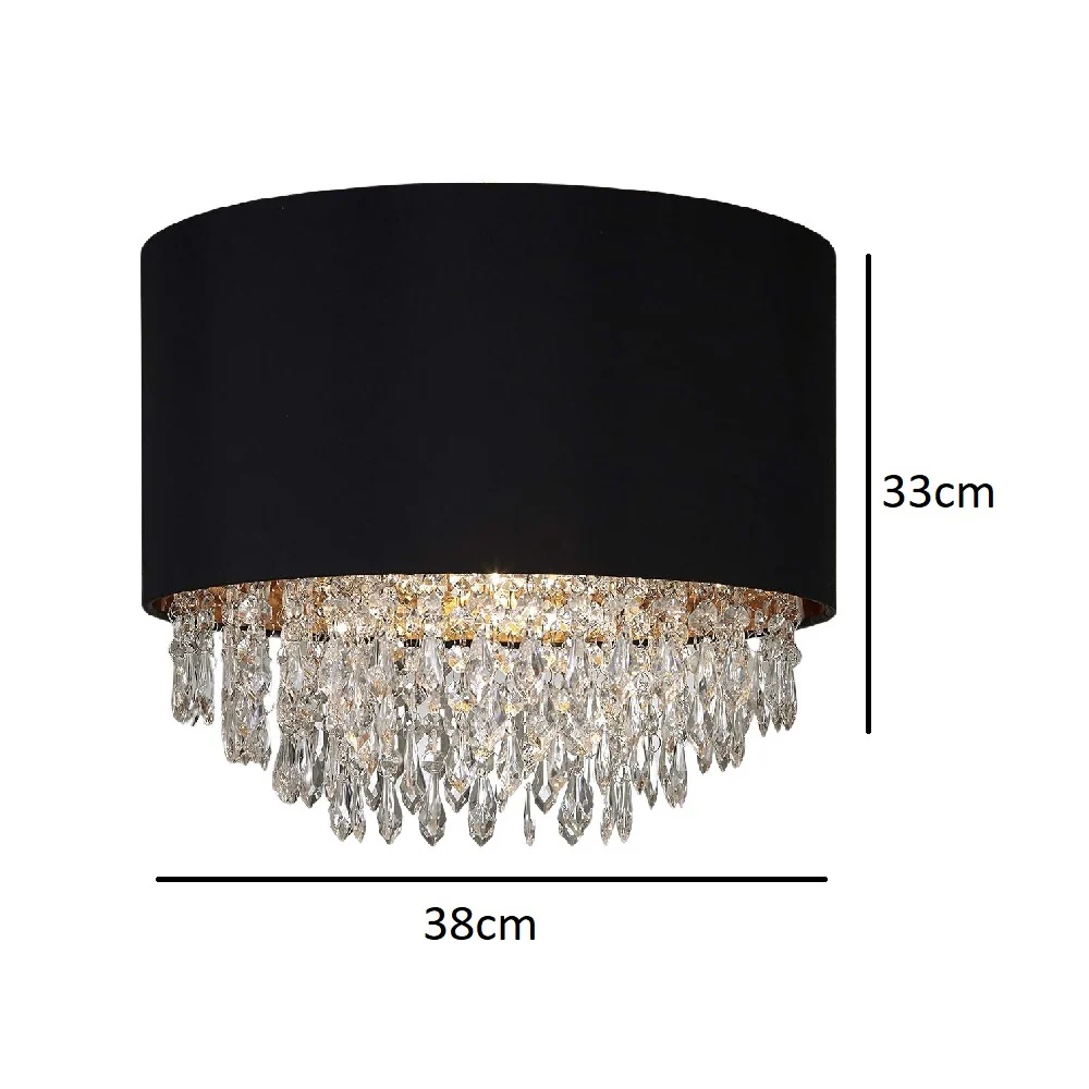 Black and Gold with Acrylic Crystal Droplets Vintage Easy Fit Chandelier Pendant Shade 38cm - Image 5
