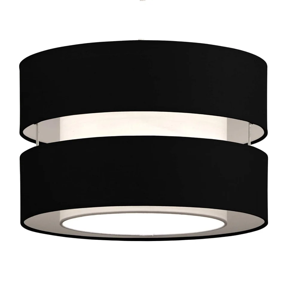 Black Cotton Fabric Double Layer Retro Easy Fit Drum Lampshade 30cm - Image 2