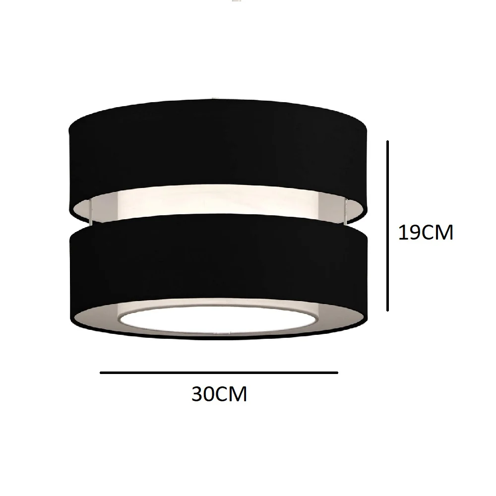 Black Cotton Fabric Double Layer Retro Easy Fit Drum Lampshade 30cm - Image 4