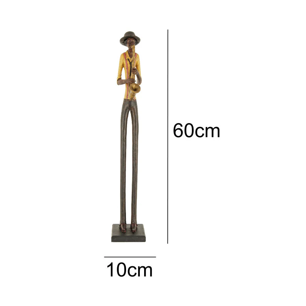 Britalia BR0264 Brown & Yellow Resin Standing Jazz Saxophonist Musician Sculpture Figurine 60cm - Image 5