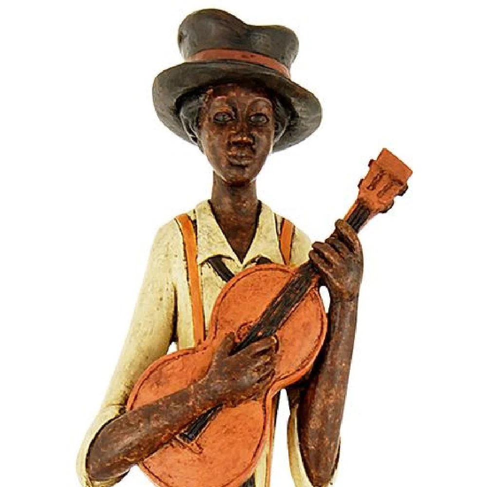 Britalia BR0266 Brown & Cream Resin Standing Jazz Guitarist Musician Sculpture Figurine 60cm - Image 4