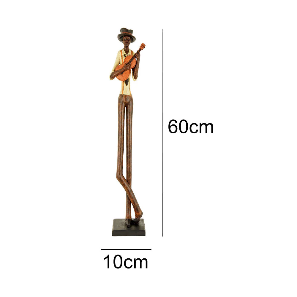 Britalia BR0266 Brown & Cream Resin Standing Jazz Guitarist Musician Sculpture Figurine 60cm - Image 5