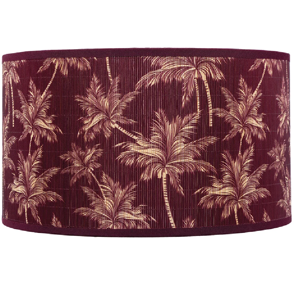 12" Burgundy Red Bamboo Floral Design Vintage Easy Fit Tapered Drum Shade 30cm - Image 2