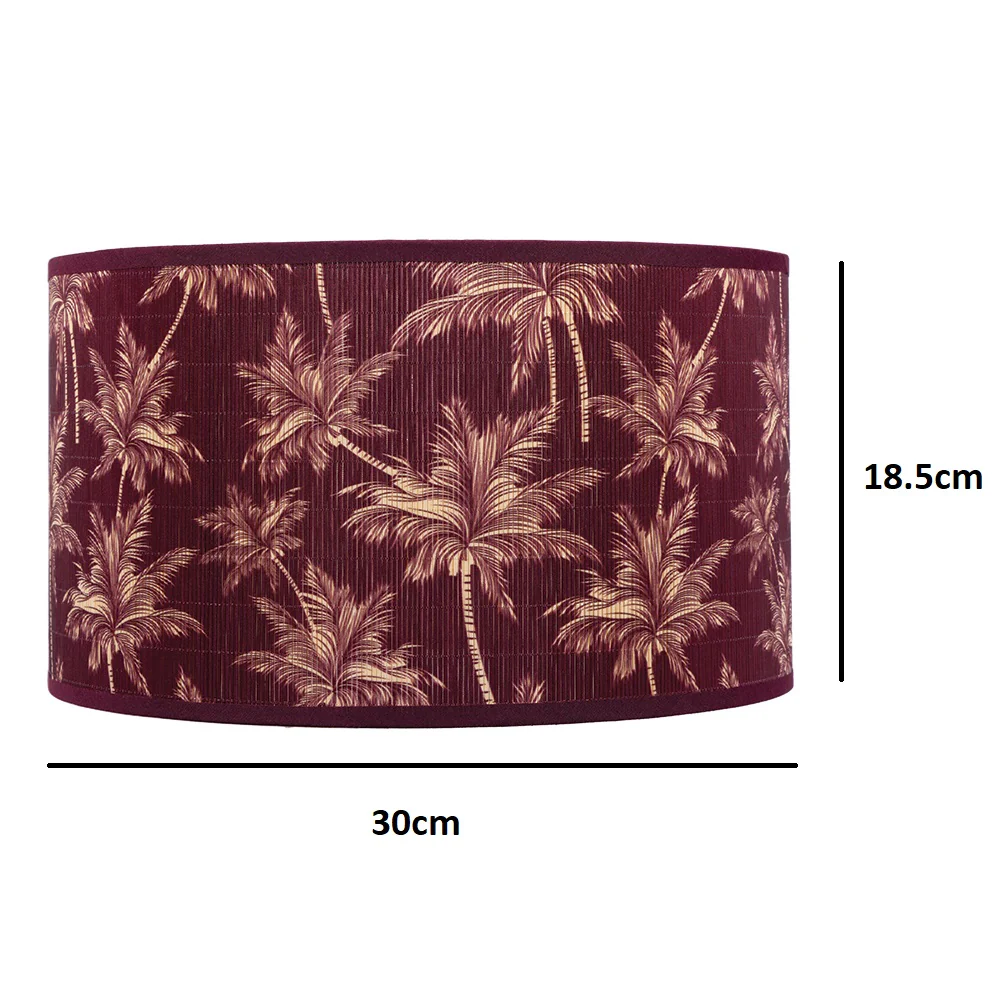12" Burgundy Red Bamboo Floral Design Vintage Easy Fit Tapered Drum Shade 30cm - Image 3