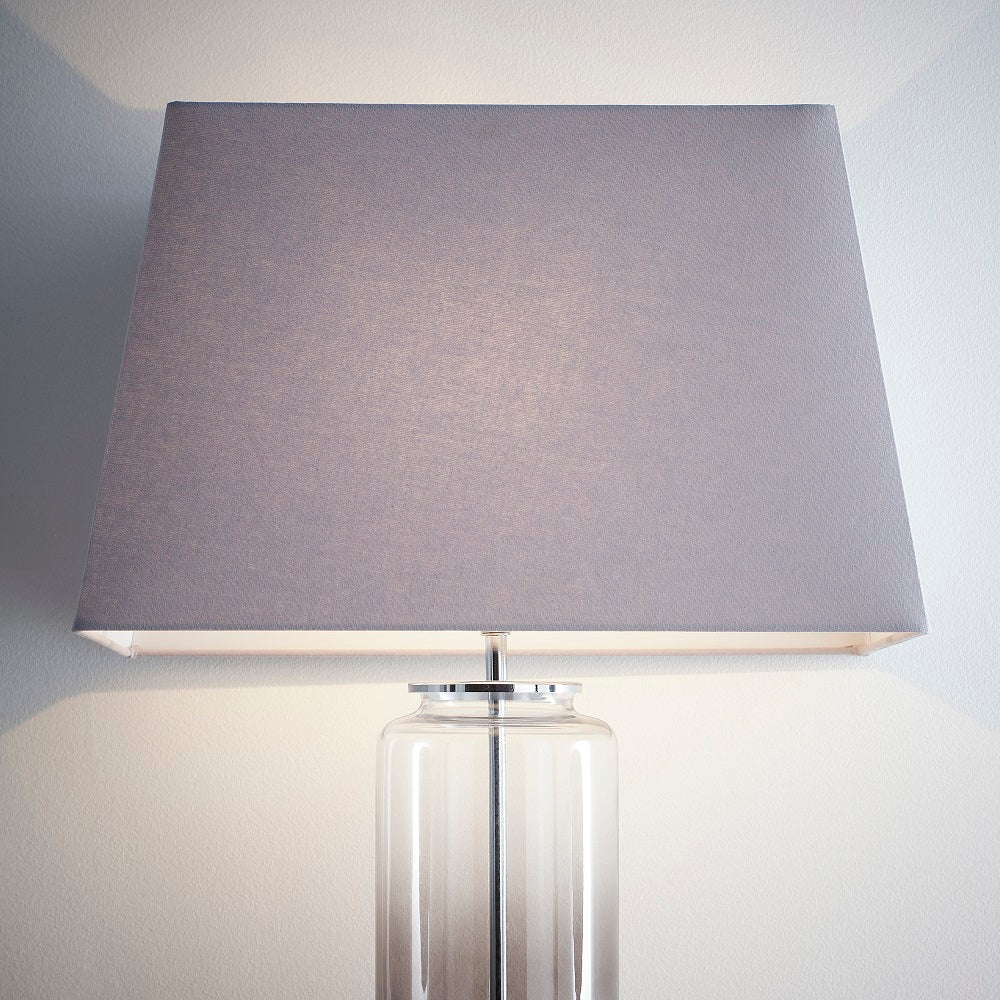 Grey Linen and White Inner Vintage Rectangular Tapered Shade 17" - Image 2