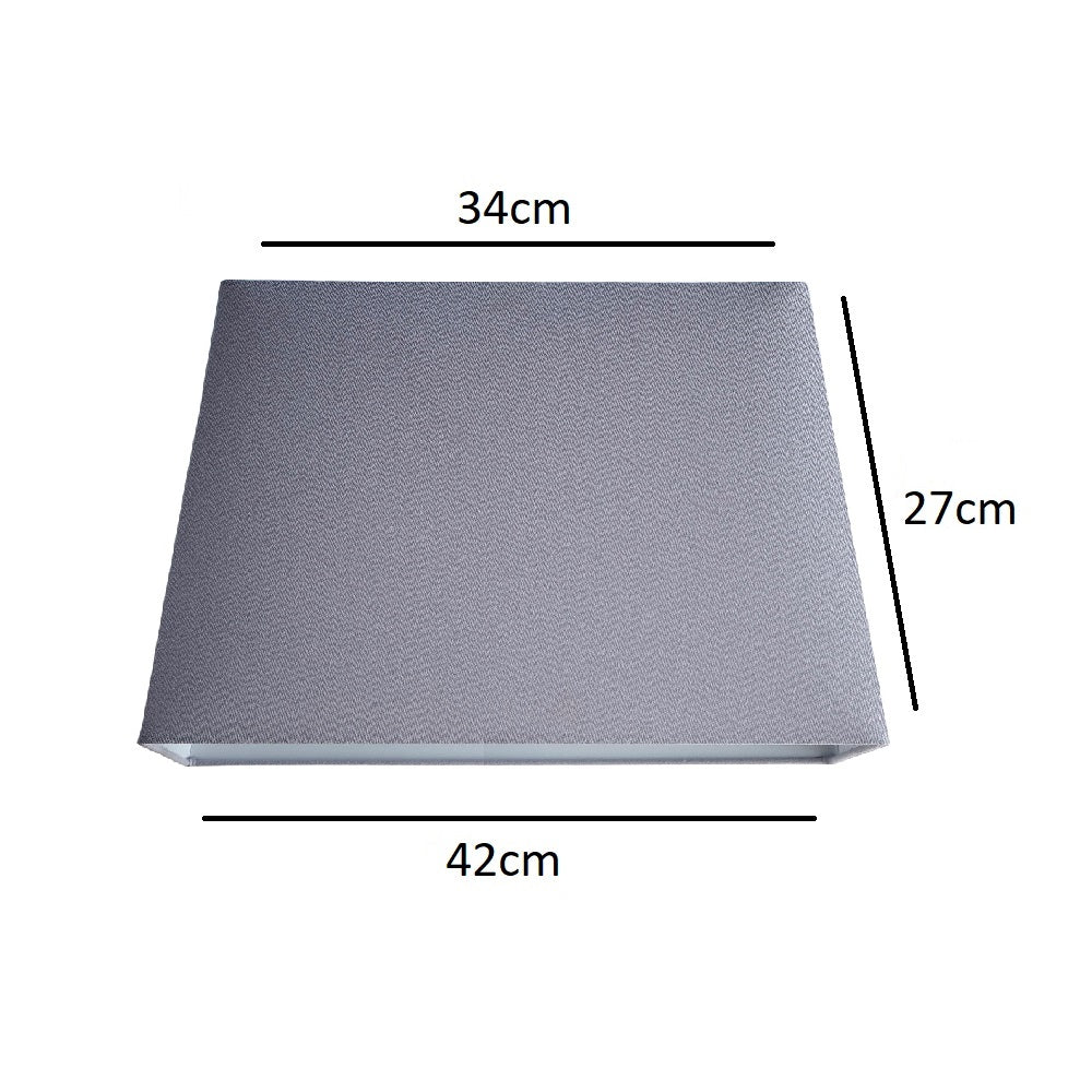 Grey Linen and White Inner Vintage Rectangular Tapered Shade 17" - Image 4