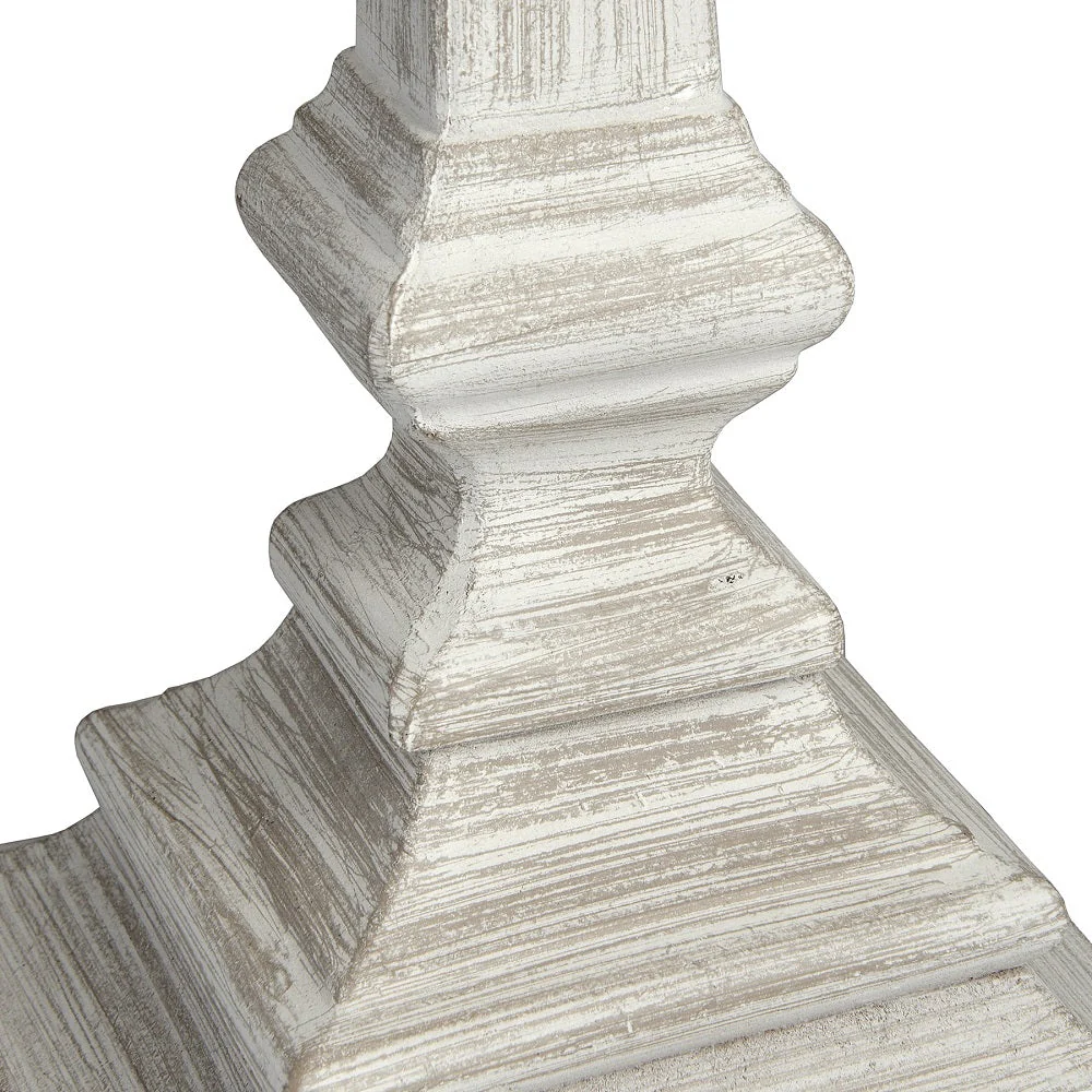 Britalia BR18559 Grey Washed Wood Vintage Rustic Square Column Table Lamp with Linen Shade 51cm - Image 2