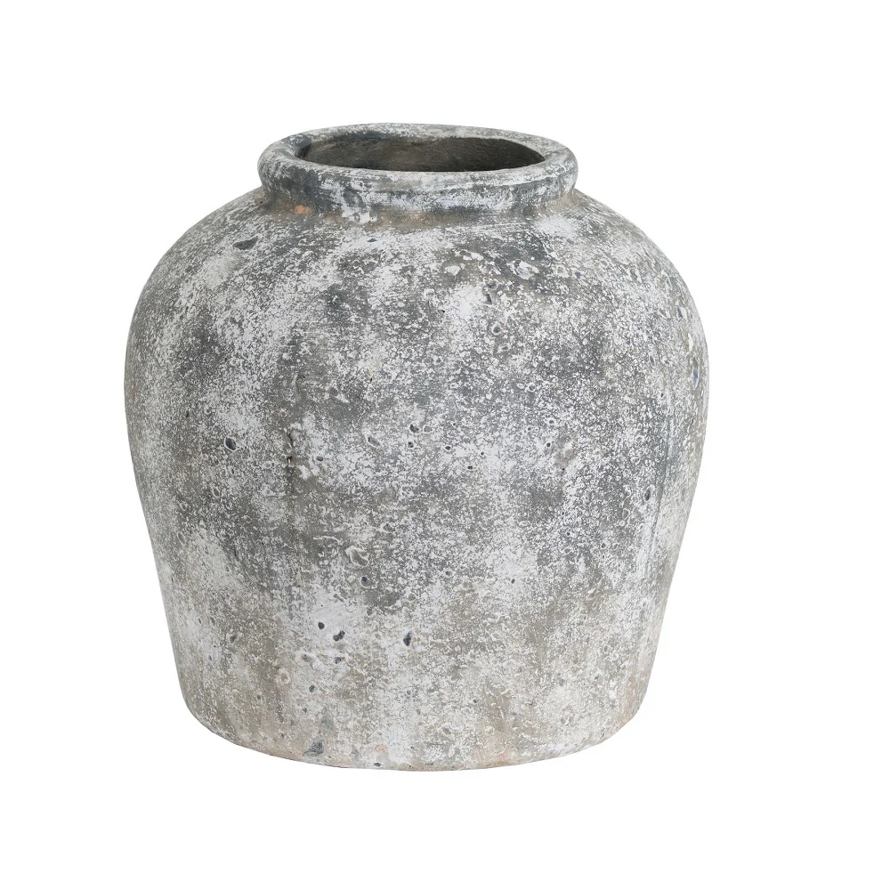 White and Grey Stone Effect Vintage Ceramic Vase and Plant Pot 30cm