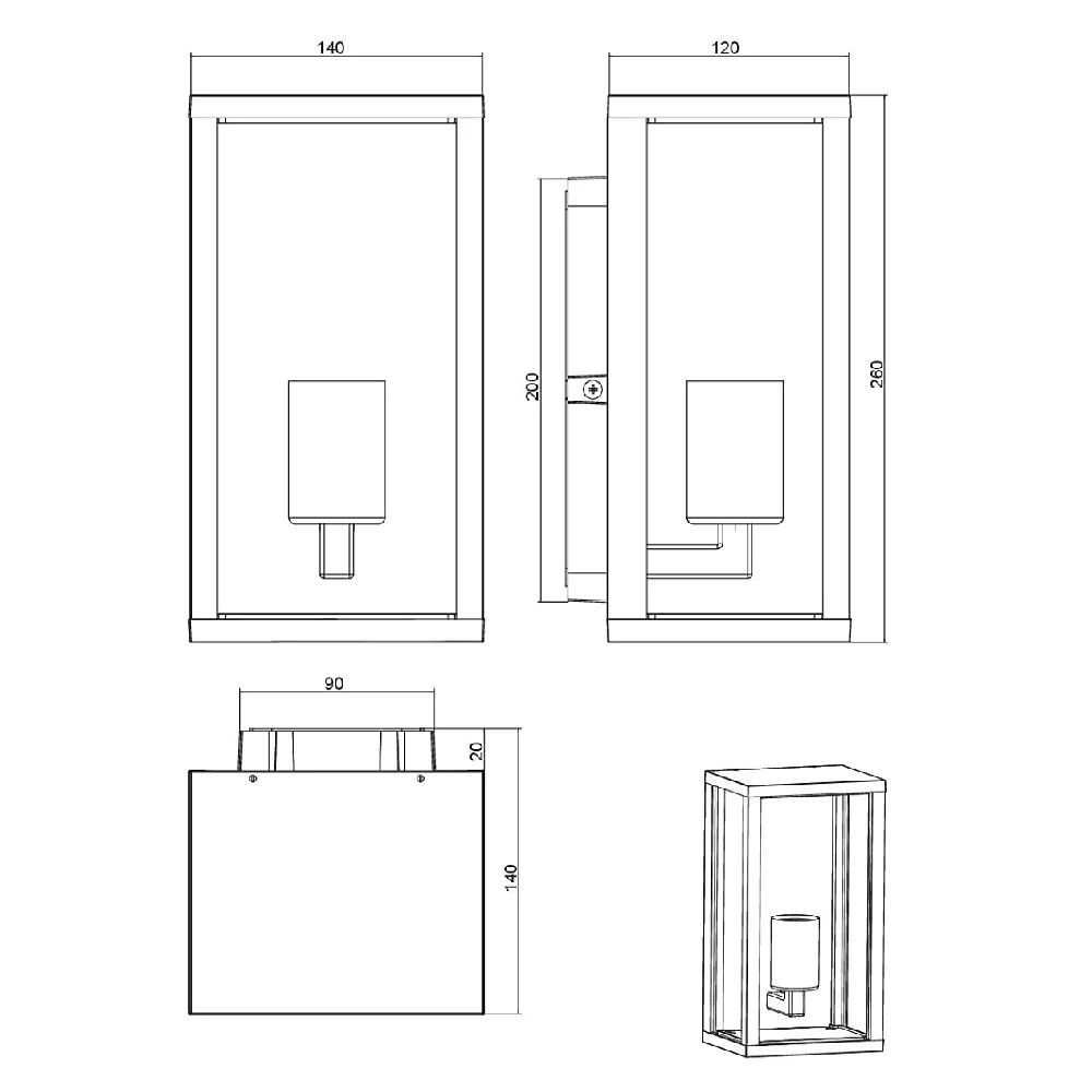 Britalia BR201860142 Anthracite Outdoor Vintage Rectangular Wall Light IP44 - Image 3