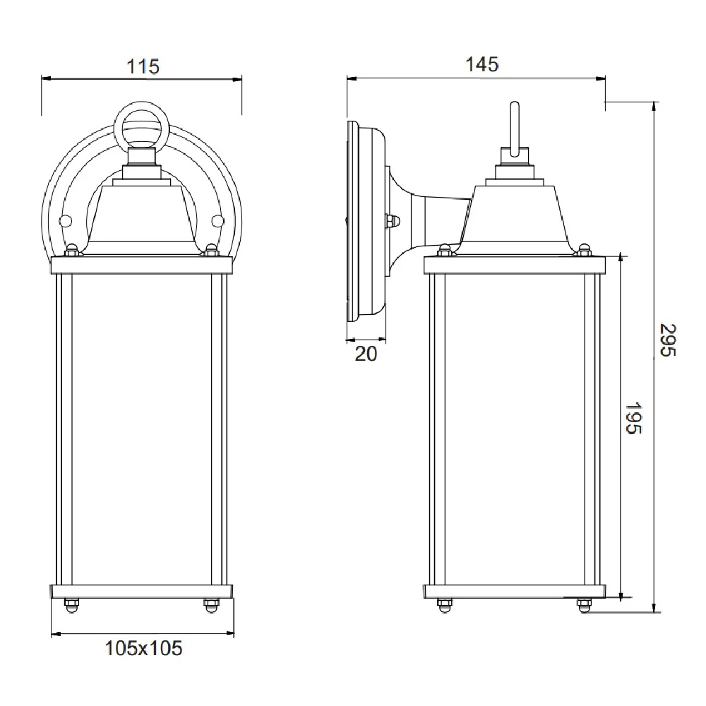 Britalia BR201960142 Anthracite Grey Outdoor Vintage Down Lantern Wall Light IP23 - Image 3