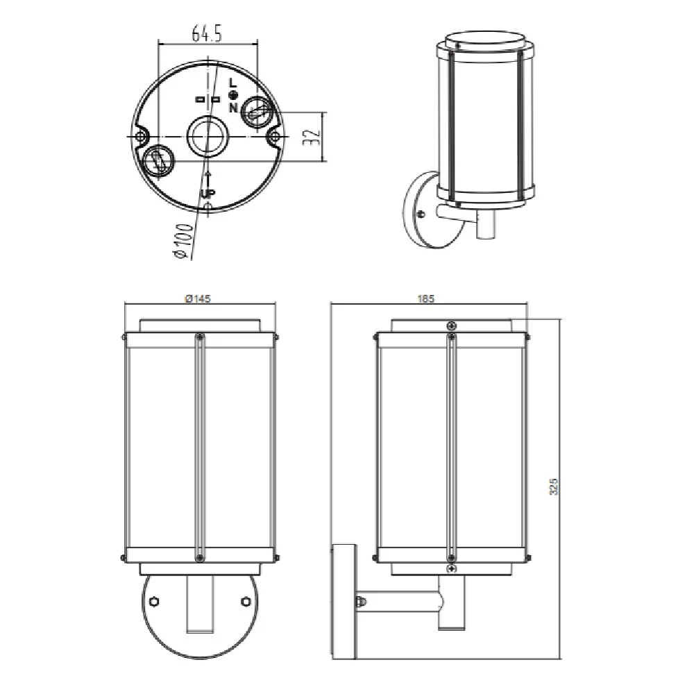 Britalia BR202360142 Anthracite Outdoor Vintage Up Lantern Wall Light IP44 - Image 3